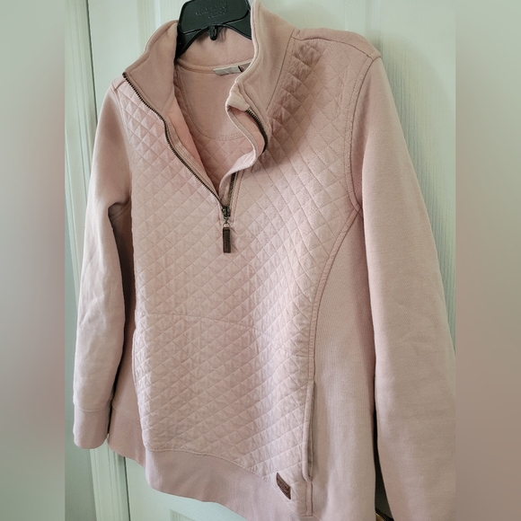 L.L. Bean Women's Quilted Quarter-Zip Pullover Sweatshirt Pink Size Large - Picture 5 of 13